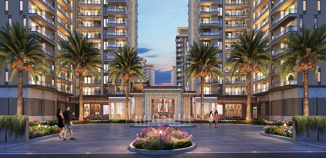 Landscaped central courtyard at ACE Starlit with luxury residential towers