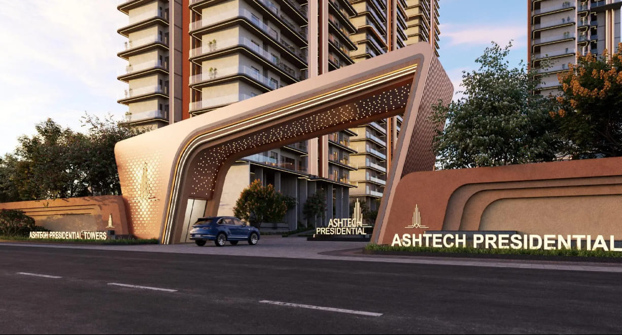 Grand entrance gate of Ashtech Presidential luxury apartments