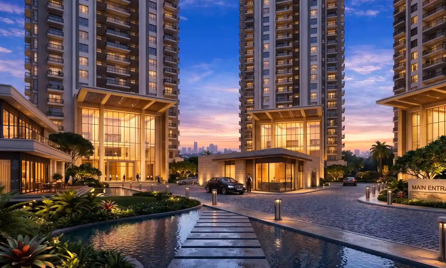 Godrej Golf Link Suites & Crown Residences building exterior with golf course view