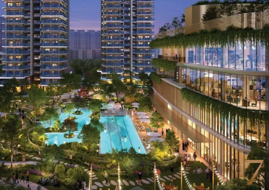 Resort-style swimming pool and luxury clubhouse at Eldeco 7 Peaks Omicron 1A Greater Noida