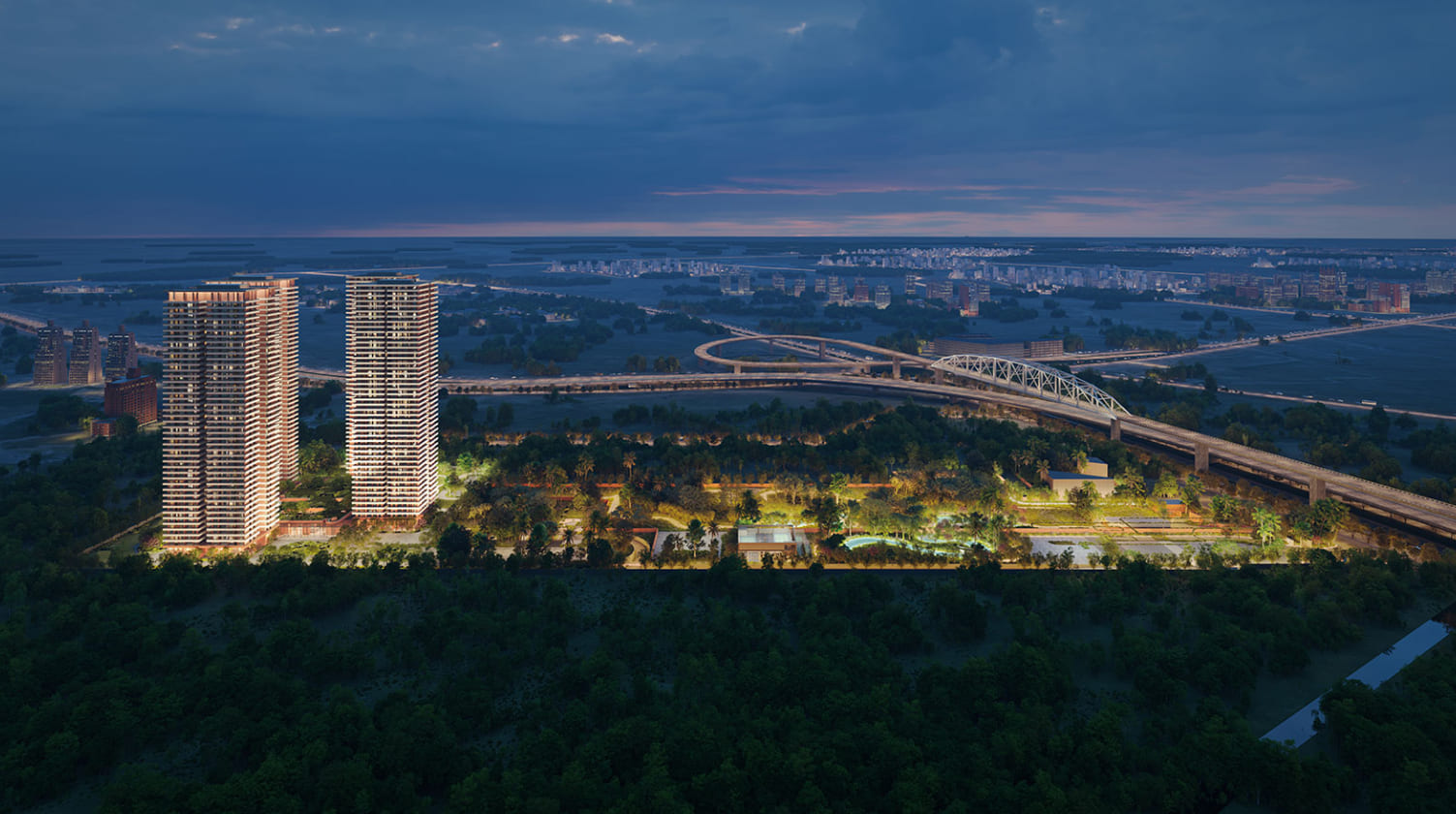 Aerial night view of Estate 361 Sector 361 Gurugram near Dwarka Expressway