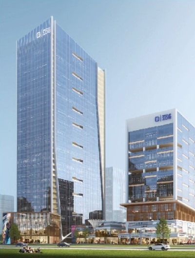 ONE FNG commercial building exterior with modern glass facade
