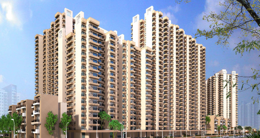 Gaur Yamuna City residential building exterior with modern architecture