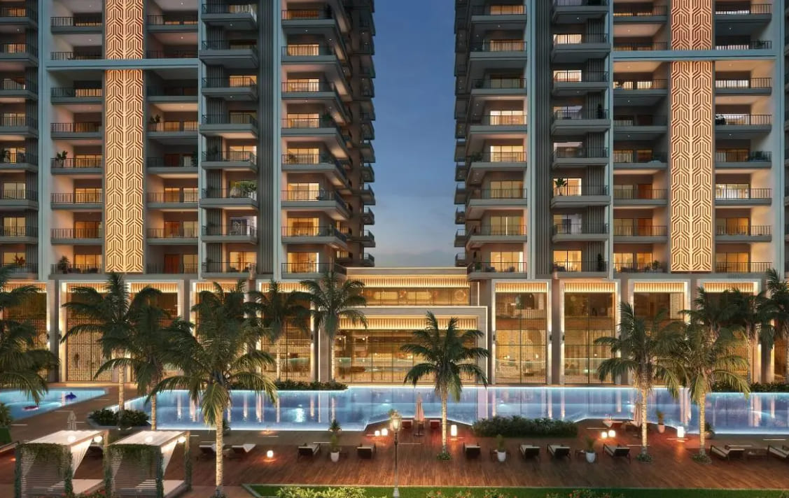 ACE HANEI luxury residential towers overlooking the swimming pool