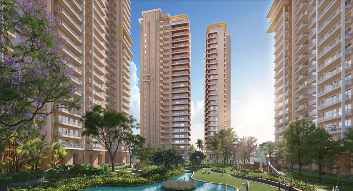 Luxury residential towers with landscaped open spaces at Ivory County Sector 115 Noida