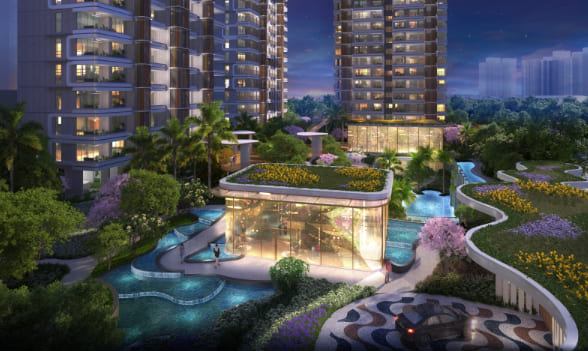 Luxury clubhouse with landscaped water features at CRC Maesta Sector 1 Greater Noida West