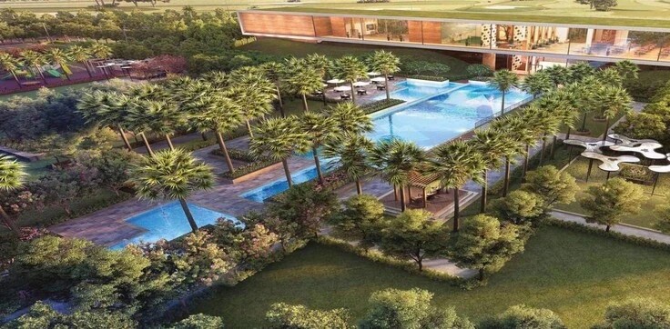 Resort-style swimming pool and landscaped gardens at Prateek Canary Sector 150 Noida